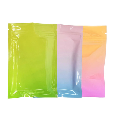comprar Grado Alimentar Snack 3 Sacos Selados Laterais Zipper Cor Gradiente Arco-íris Colorido online manufacture