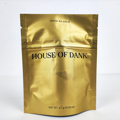 comprar Matt Golden Mylar Stand Up Pouches Soft Touch Zipper Mylar erva sacos 3,5g online manufacture
