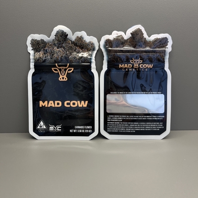 comprar erva flor ziplockk sacos de embalagem em forma de bolso de corte a óleo personalizado com janela online manufacture