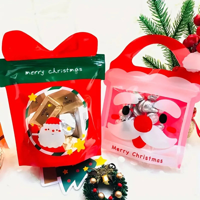 comprar Bolsas de plástico Mylar de forma personalizada, Bolsa de embalagem de presentes de Natal com fechadura online manufacture
