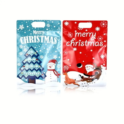 comprar Bolsa de Natal Stand Up com alça, Bolsa de Embalagem de Zipper de Snack com Janela online manufacture