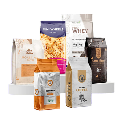 comprar Bolsa de embalagem de café de papel artesanal personalizado Bolsas de fundo plano para grãos de café online manufacture