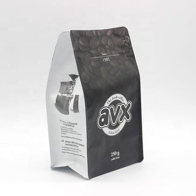 comprar Sacos de café pretos Folha de alumínio personalizada Saco de bolso de fundo plano para embalagem de café Zipper online manufacture