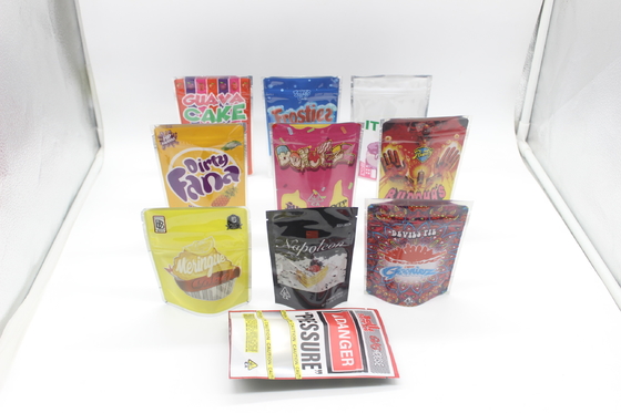 Sacos de ervas daninhas PET brilhantes de Mylar à prova de odor com fecho à prova de crianças