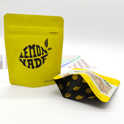 Bolsa de embalagem com zíper de impressão personalizada bolsas amarelas verticais com entalhe de rasgo
