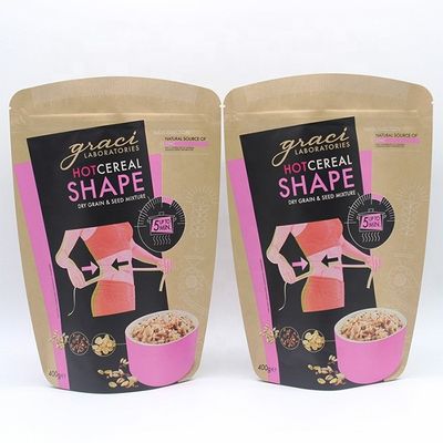7g Bolsas de stand up biodegradáveis CMYK Bolsas de café de papel kraft impresso