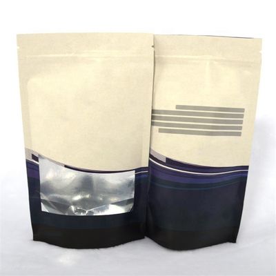 Sacos de café biodegradáveis impressos OEM Sacos de papel kraft refeitáveis com janela